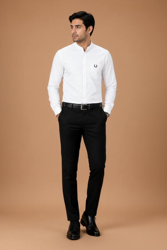 Cotton Mandarin Collar Formal Shirt for Men
