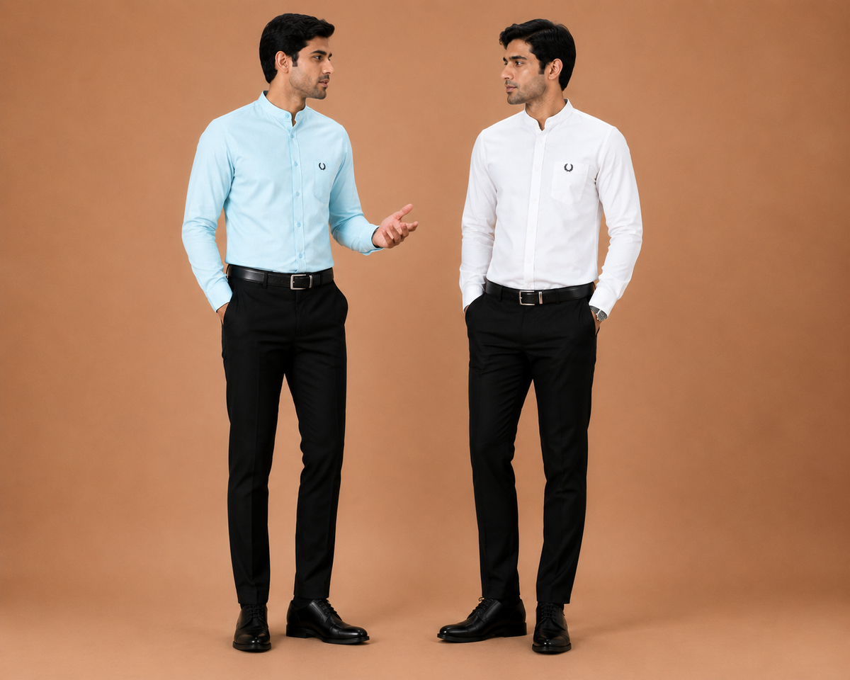 Cotton Mandarin Collar Formal Shirt for Men