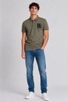 Men's Olive Green Polo T-Shirt with Embroidered Logo