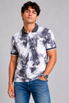 Men's Grey Abstract Print Polo T-Shirt