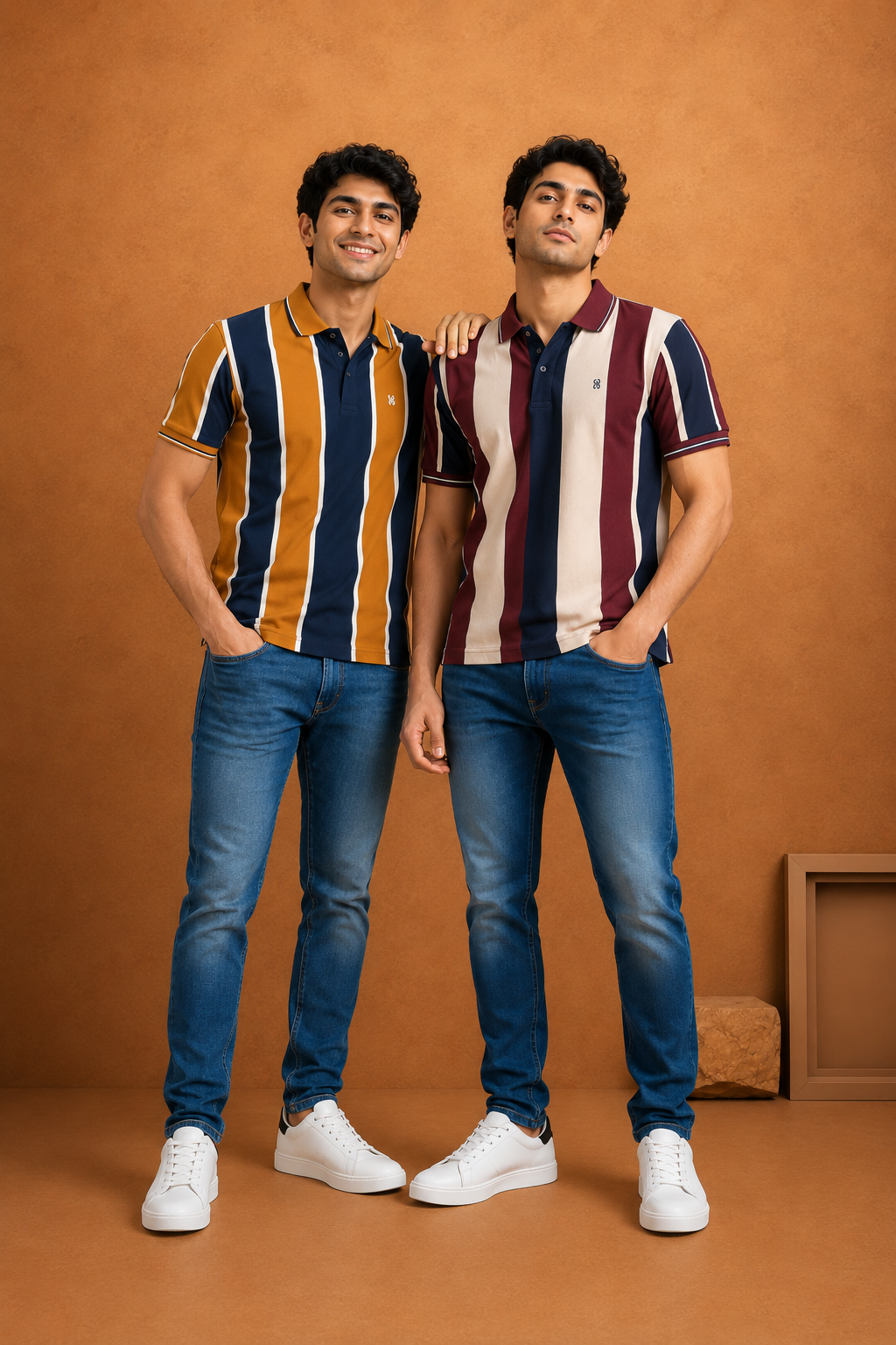Men's Vertical Striped Polo T-Shirt