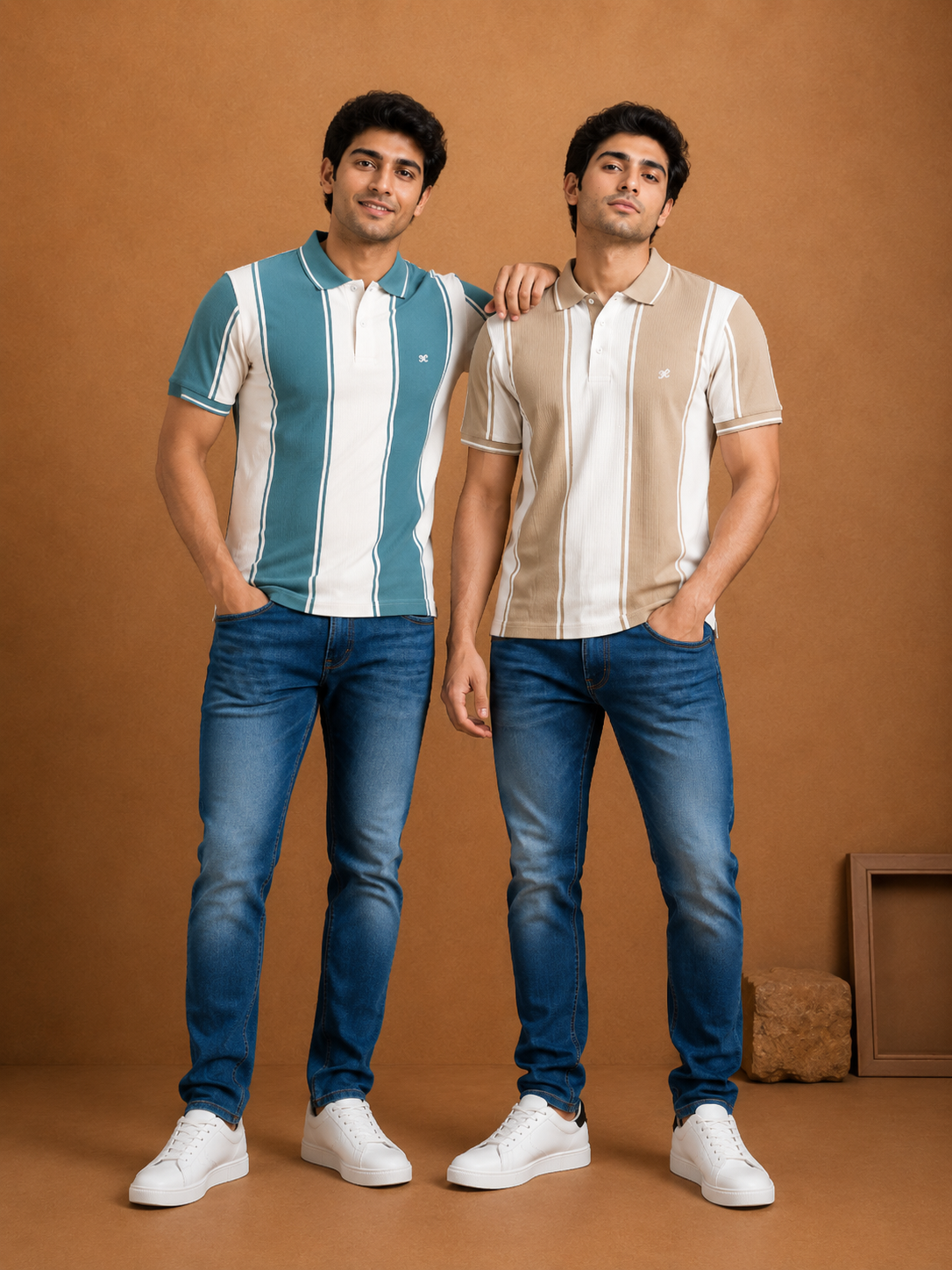 Men's Vertical Striped Polo T-Shirt