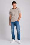 Men's  Striped Polo T-Shirt with Zip Neck