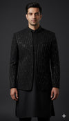 Premium Black Sequins Indo-Western for Groom