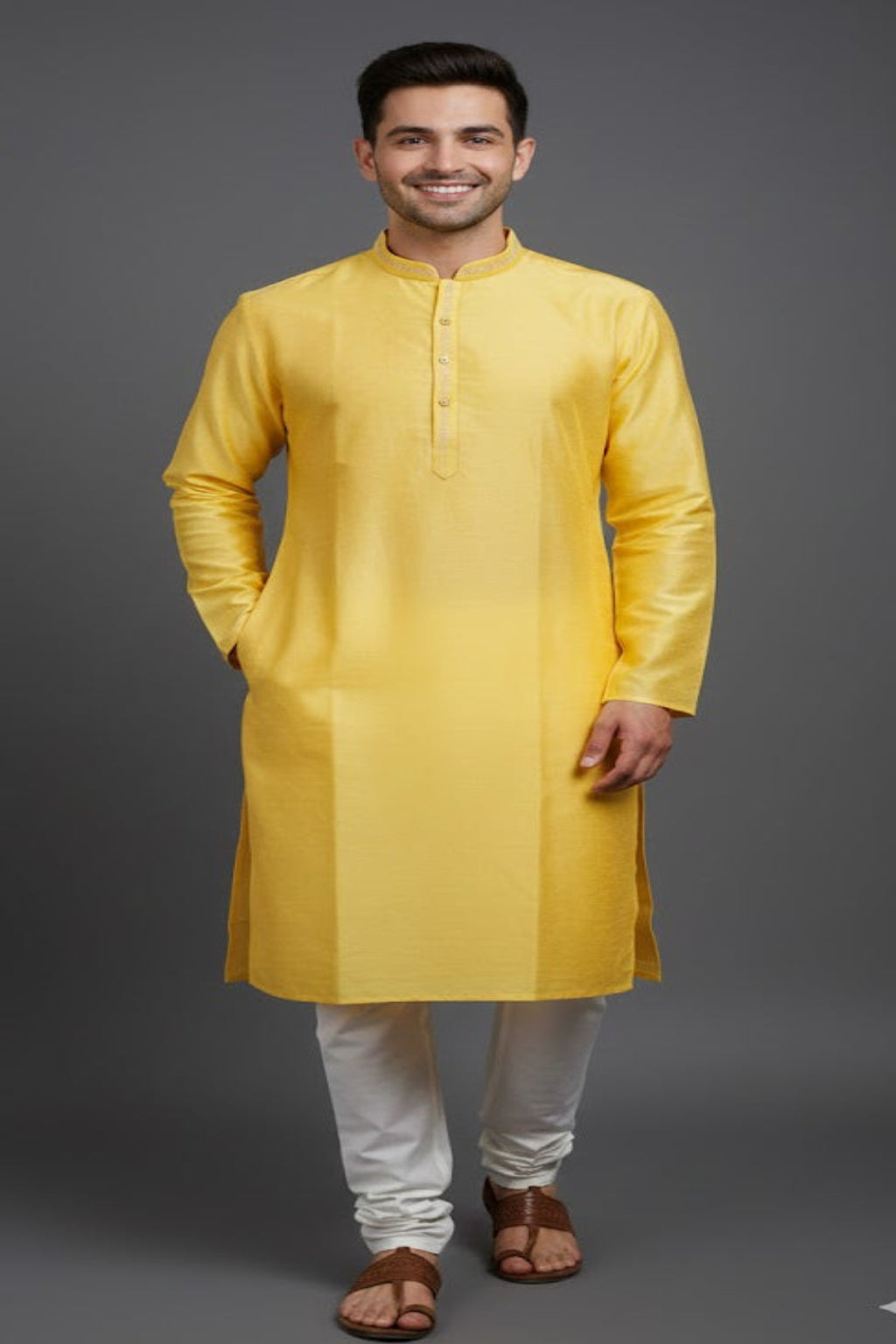 Elegant Yellow Festive Kurta for Men