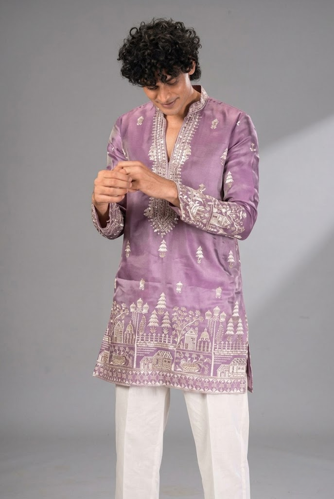 Mauve Heritage Embroidered Kurta Set