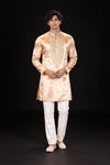 Champagne Gold Embroidered Festive Kurta Set