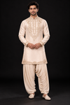 Ivory Gold Embroidered Kurta Dhoti Set