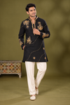 Black & Gold Embroidered Festive Kurta Set