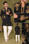 Black & Gold Embroidered Festive Kurta Set