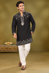 Black Silver Embroidered Festive Kurta Set
