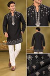 Black Silver Embroidered Festive Kurta Set