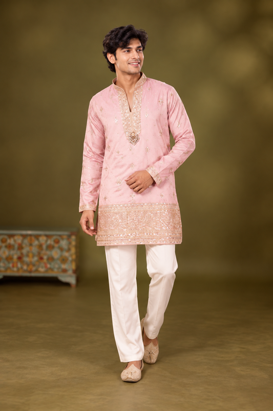 Blush Pink Embellished Festive Kurta Set