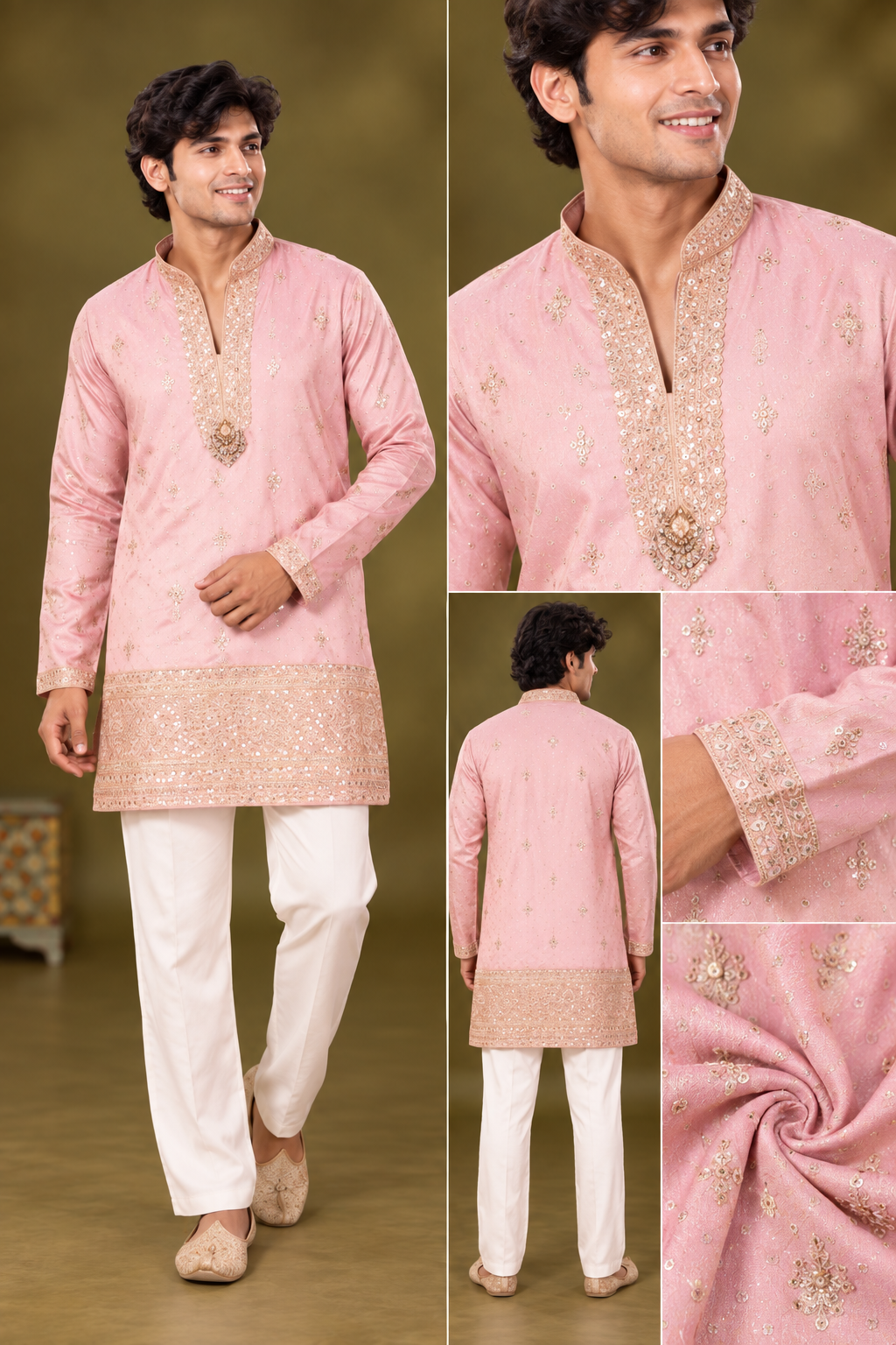 Blush Pink Embellished Festive Kurta Set