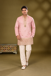 Blush Pink Gold Embellished Festive Kurta Set