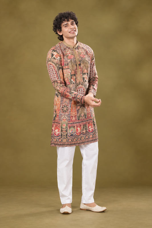 Multicolor Heritage Printed Festive Kurta Set