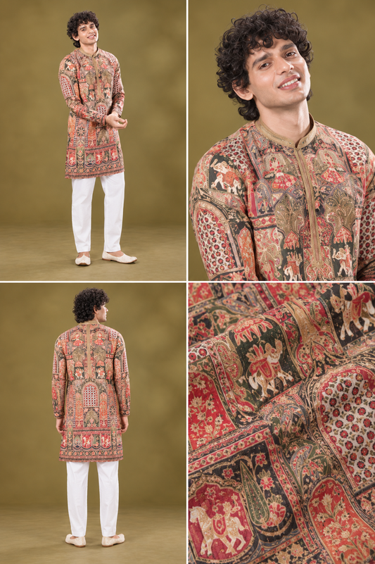 Multicolor Heritage Printed Festive Kurta Set