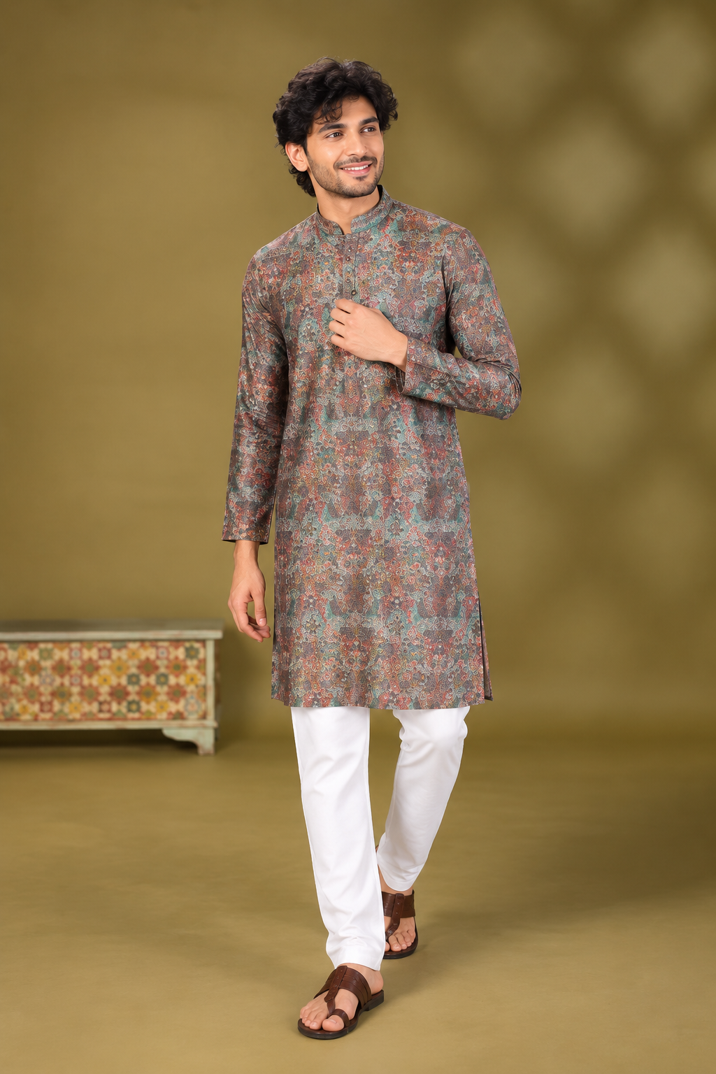 Multicolor Paisley Print Kurta