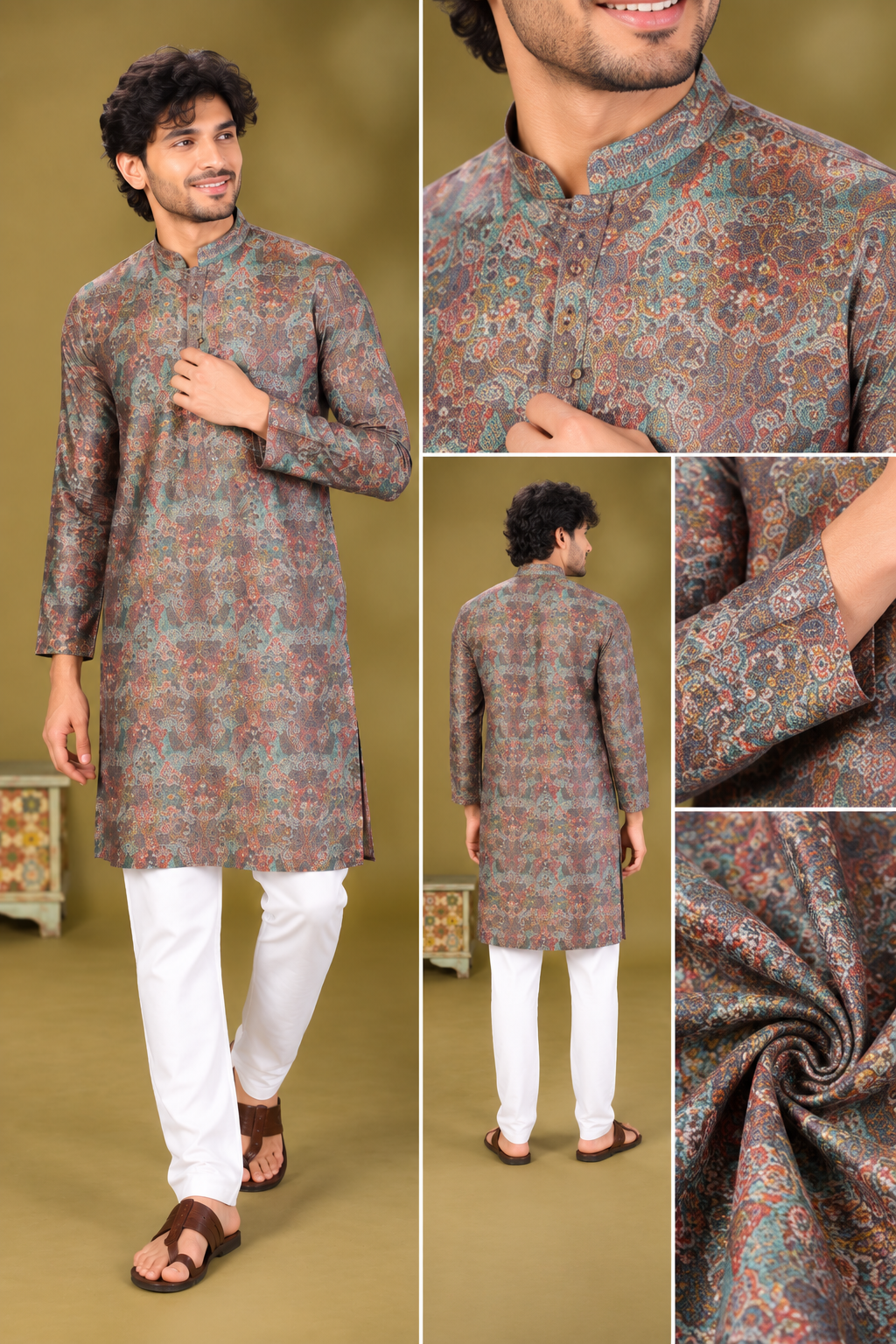 Multicolor Paisley Print Kurta