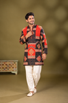 Black & Red Heritage Print Kurta