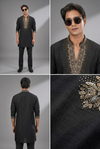 Black Embroidered Kurta Set