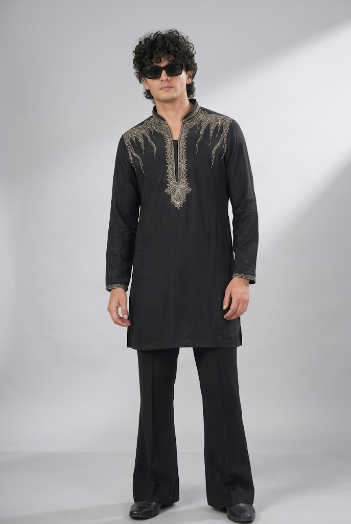 Black Embroidered Kurta Set