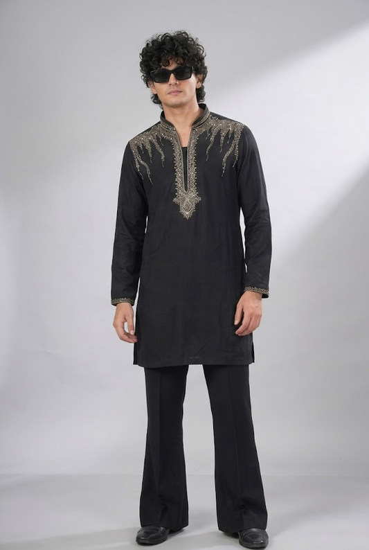 Black Embroidered Kurta Set