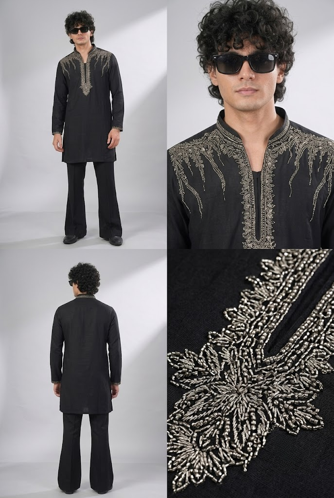 Black Embroidered Kurta Set