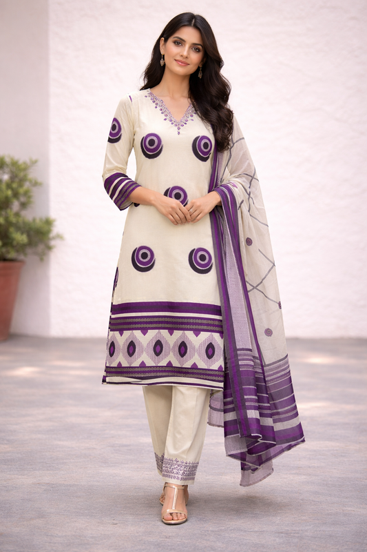 Classic Cotton Printed Kurti Set with Dupatta