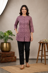 Women’s Powder Blue Printed Cotton Box Pleated Top